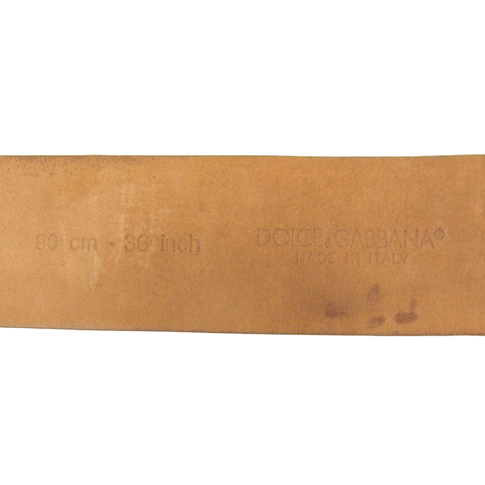 DOLCE&GABBANA ドルチェアンドガッバーナ DCロゴ レザー ベルト ベージュ系【中古】