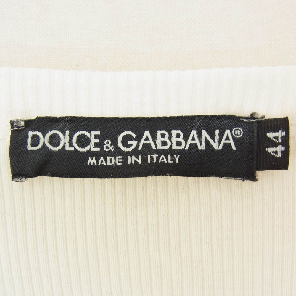 DOLCE&GABBANA ドルチェアンドガッバーナ G8704G G7424 Vネック ワッペン Tシャツ 半袖カットソー ホワイト系 44【中古】
