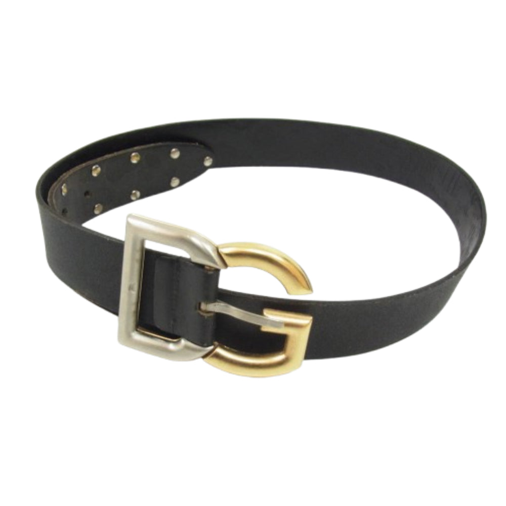 DOLCE&GABBANA ドルチェアンドガッバーナ DCロゴ スタッズ レザー ベルト ブラック系【中古】