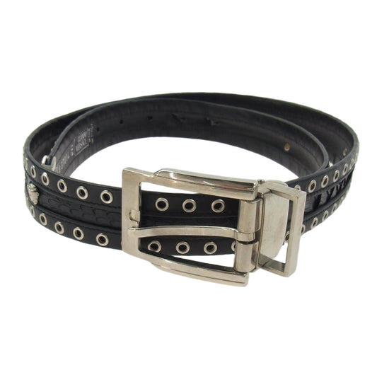 VERSACE ヴェルサーチ メデゥーサ スタッズ レザー ベルト ブラック系【中古】