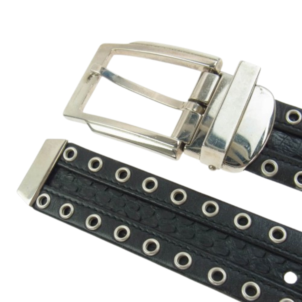 VERSACE ヴェルサーチ メデゥーサ スタッズ レザー ベルト ブラック系【中古】