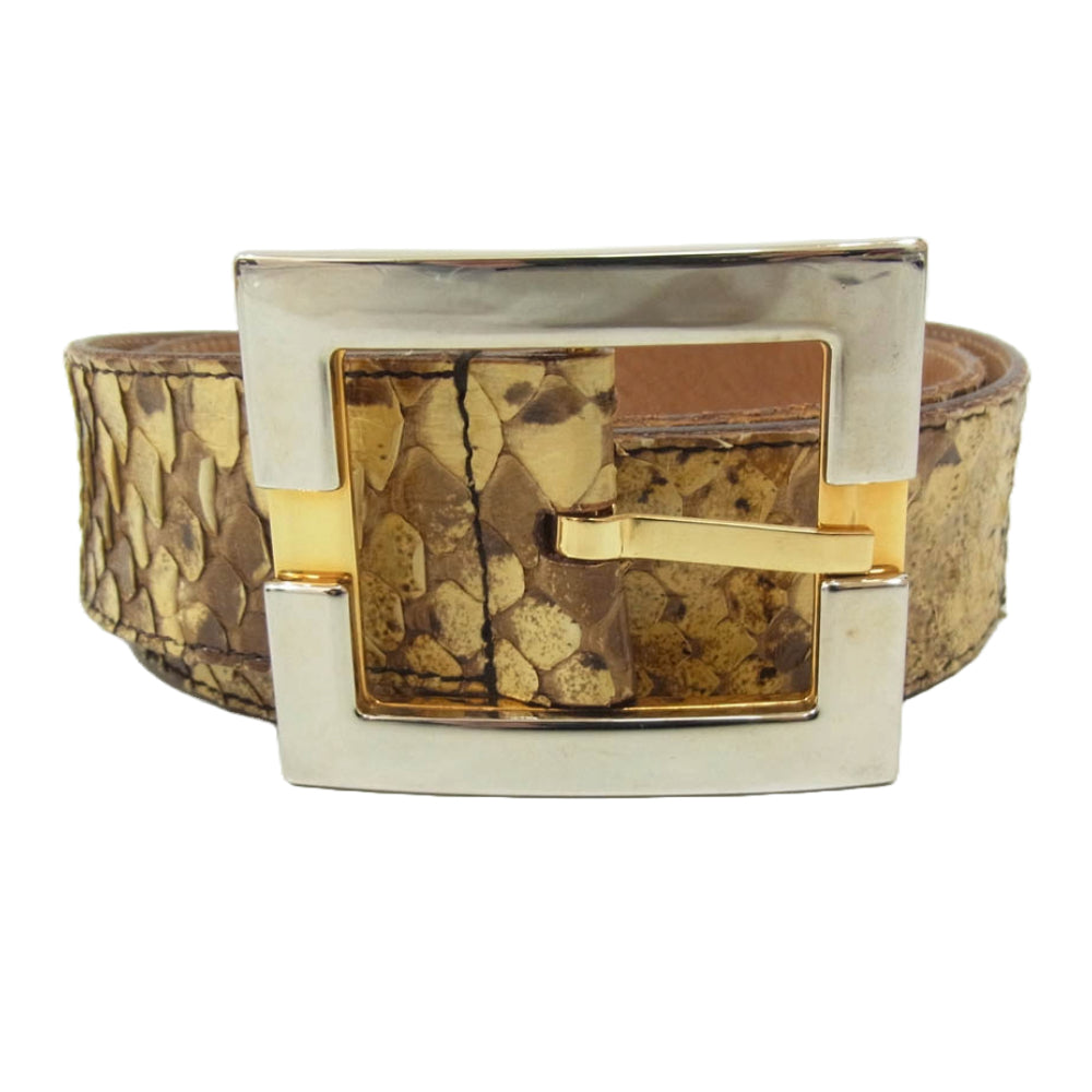 DOLCE&GABBANA ドルチェアンドガッバーナ パイソン柄 レザー ベルト ブラウン系【中古】