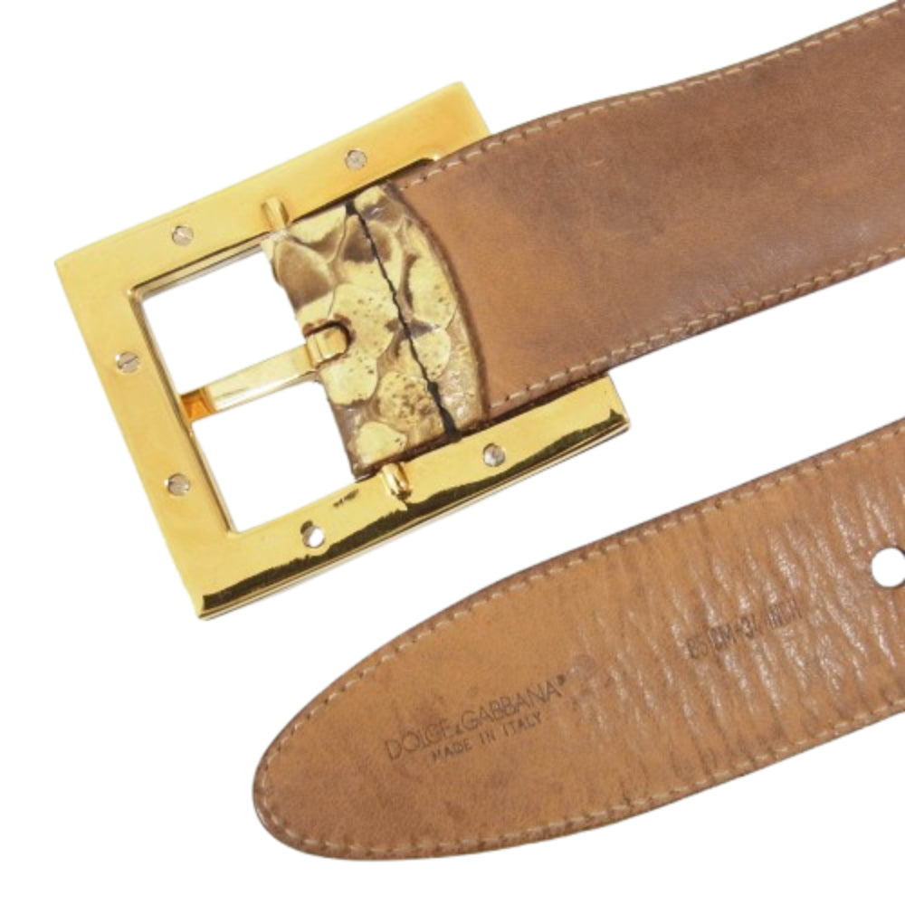DOLCE&GABBANA ドルチェアンドガッバーナ パイソン柄 レザー ベルト ブラウン系【中古】