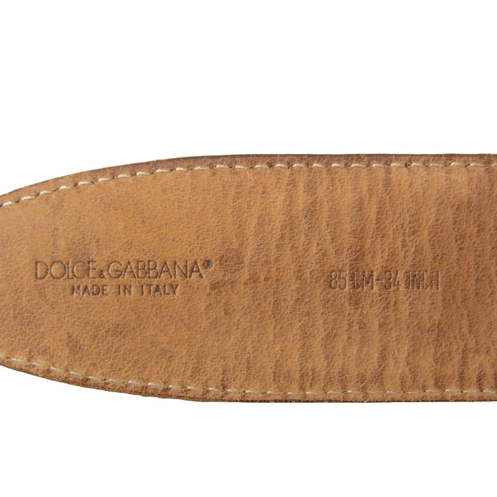 DOLCE&GABBANA ドルチェアンドガッバーナ パイソン柄 レザー ベルト ブラウン系【中古】