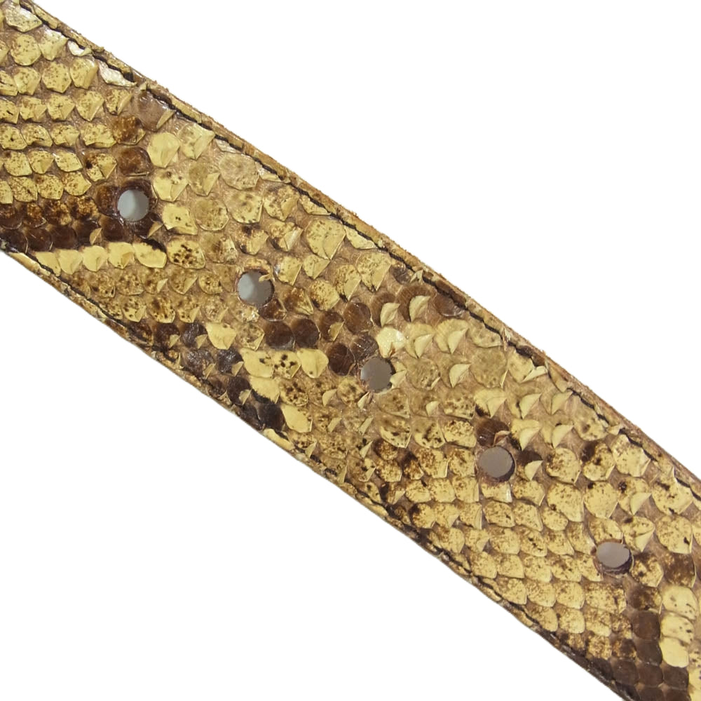 DOLCE&GABBANA ドルチェアンドガッバーナ パイソン柄 レザー ベルト ブラウン系【中古】