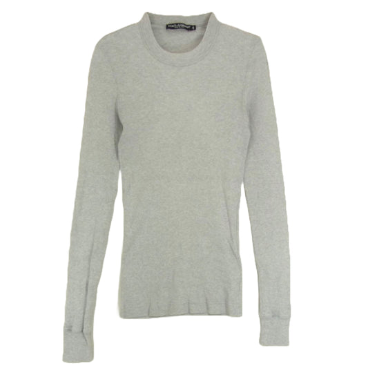 DOLCE&GABBANA ドルチェアンドガッバーナ クルーネック コットン カットソー 長袖 グレー系 44【中古】
