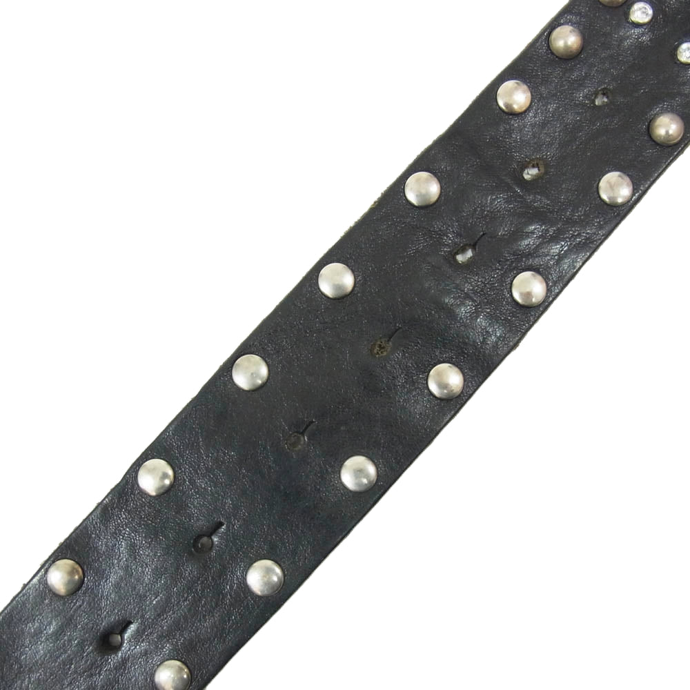 DOLCE&GABBANA ドルチェアンドガッバーナ DCロゴ スタッズ レザー ベルト ストーン付 ブラック系【中古】