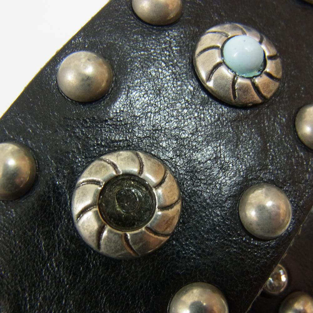 DOLCE&GABBANA ドルチェアンドガッバーナ DCロゴ スタッズ レザー ベルト ストーン付 ブラック系【中古】