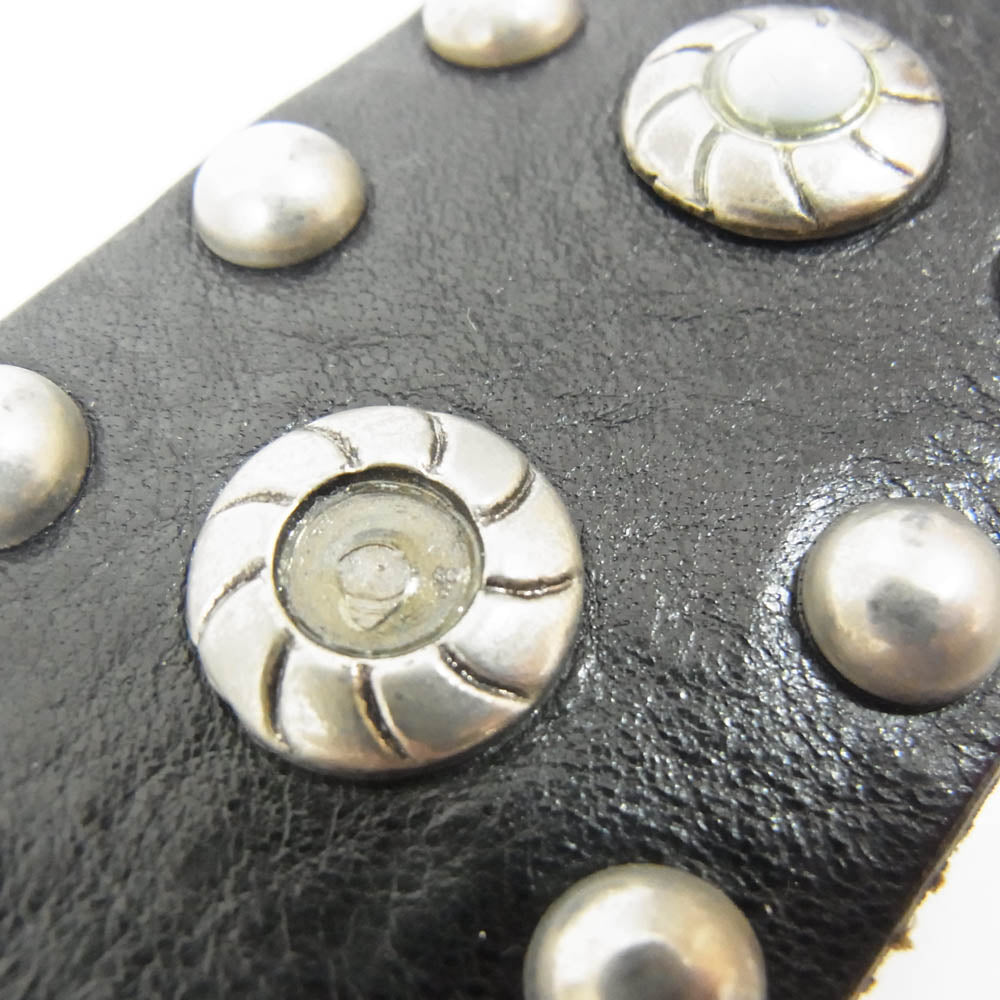 DOLCE&GABBANA ドルチェアンドガッバーナ DCロゴ スタッズ レザー ベルト ストーン付 ブラック系【中古】