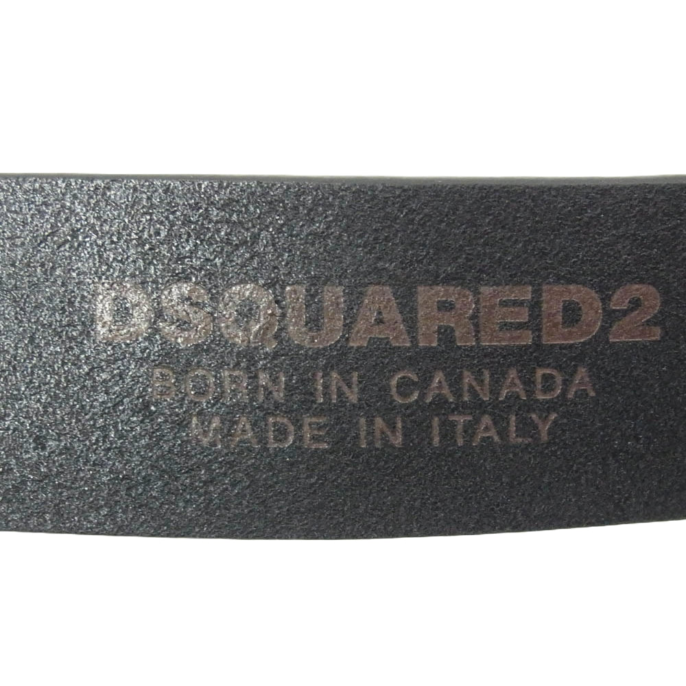 DSQUARED2 ディースクエアード ロゴバックル レザー ベルト ブラック系【中古】