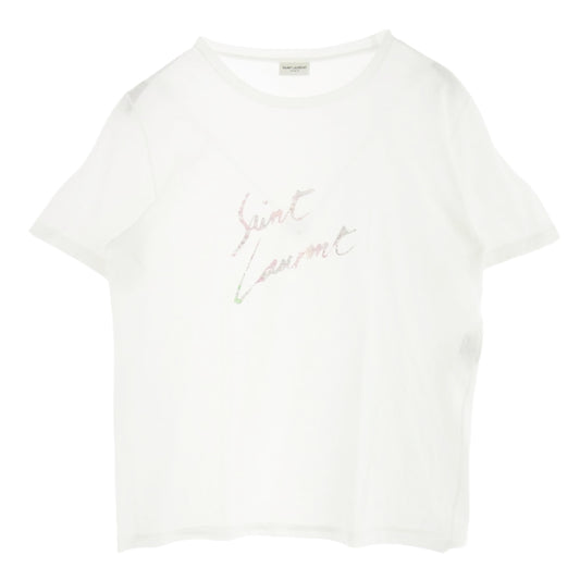 SAINT LAURENT サンローラン 18SS 553378 YBCL2 アニマルロゴ プリント Tシャツ 半袖カットソー ホワイト系 XS【中古】