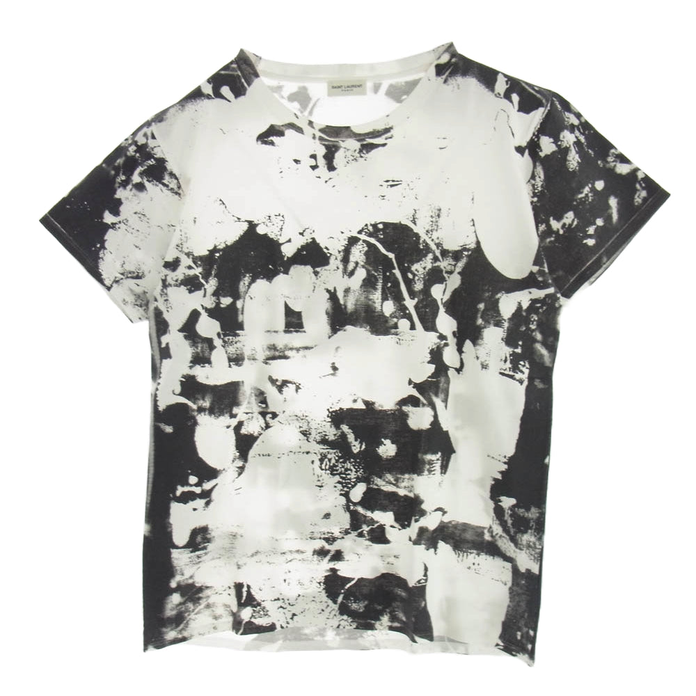 SAINT LAURENT サンローラン 13AW 330971 Y2BC1 × Brian Roettinger ブライアンロッティンガー エディ期 総柄 プリント Tシャツ 半袖カットソー ホワイト系 XS【中古】