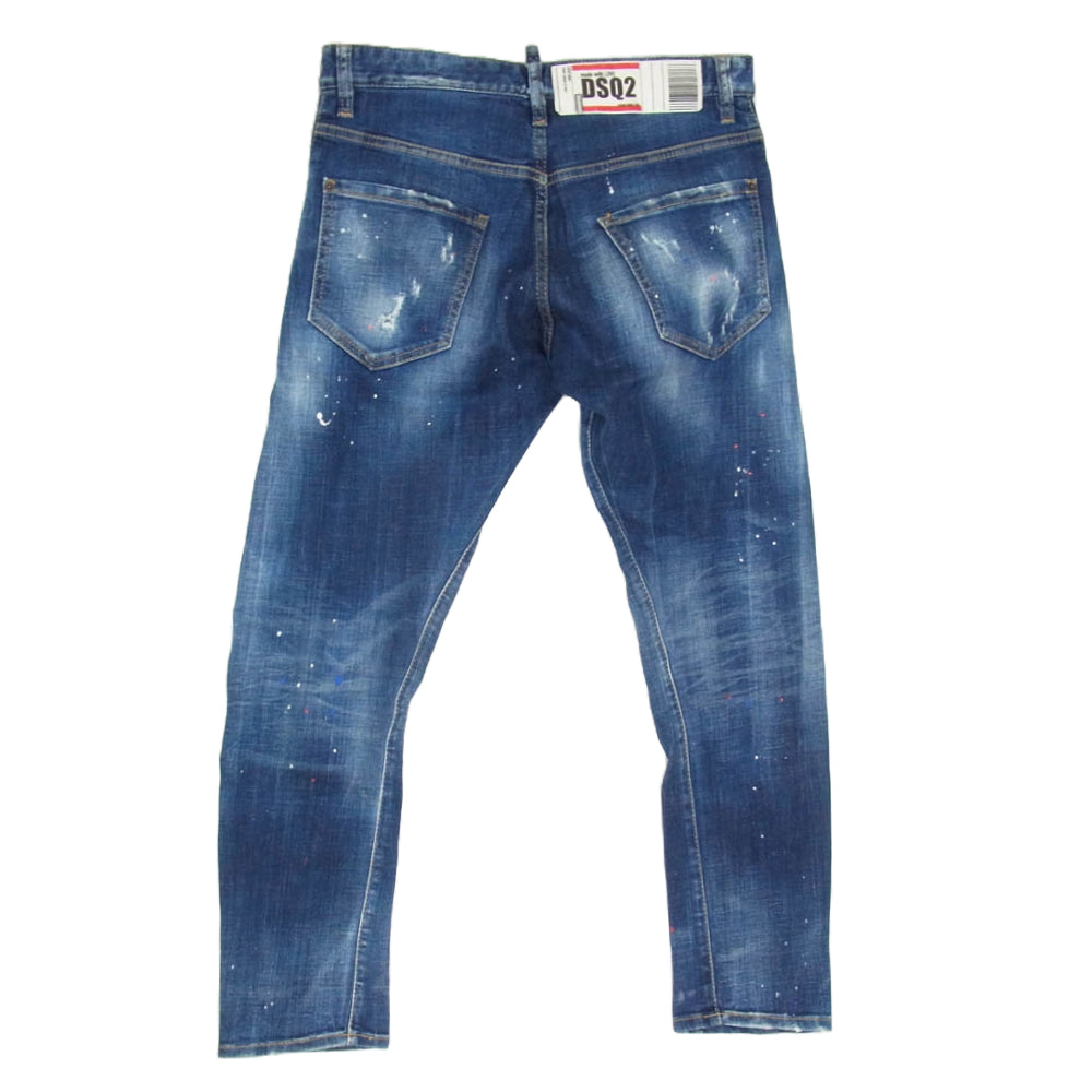DSQUARED2 ディースクエアード S71LB0917 S30342 SEXY TWIST JEAN リペア ペイント加工 ストレッチ ツイスト デニムパンツ ボタンフライ インディゴブルー系 44【中古】