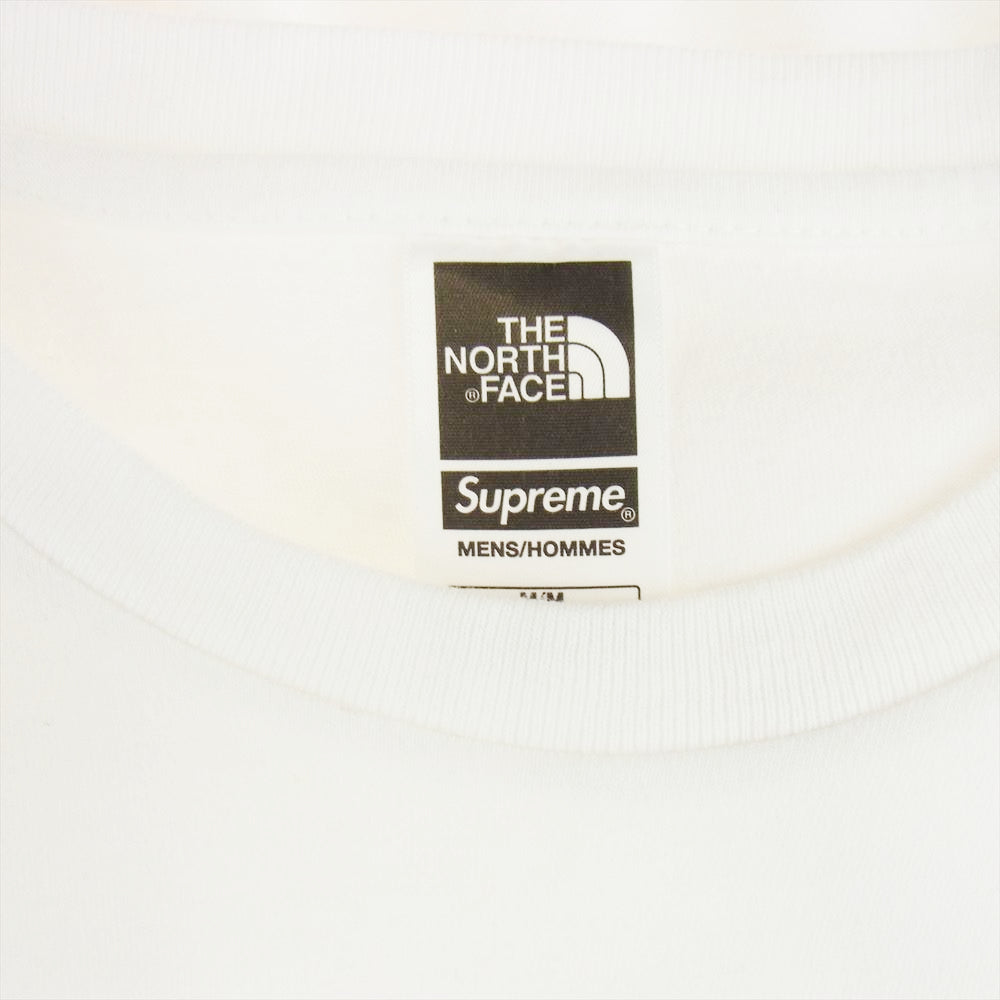 Supreme シュプリーム 23SS NT02309I × THE NORTH FACE ノースフェイス Printed Pocket Tee プリンティド ポケット ロゴ プリント 半袖 Tシャツ カットソー ホワイト系 M【中古】