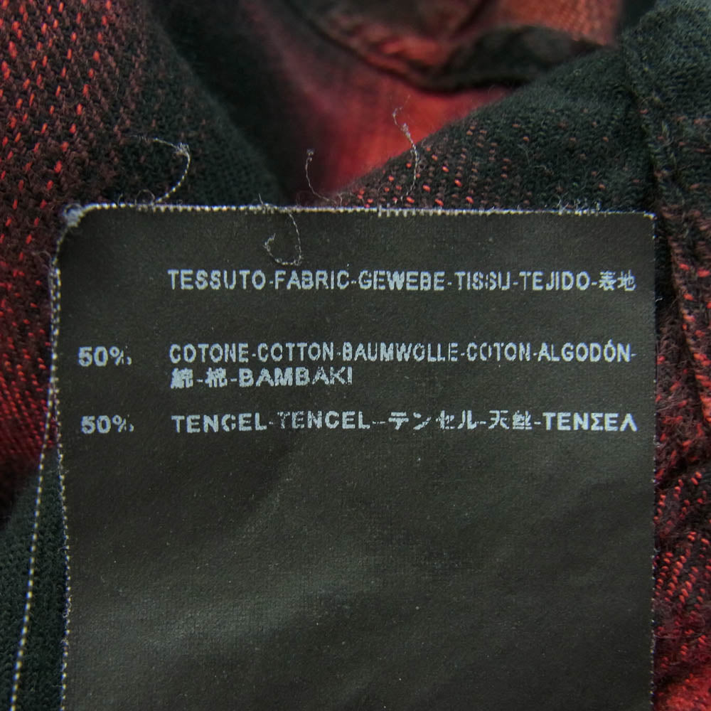 SAINT LAURENT サンローラン 15AW 398063 Y952 エディ期 国内正規品 オンブレ チェック ウエスタン シャツ 長袖 スナップボタン ブラック系 レッド系 XS【中古】