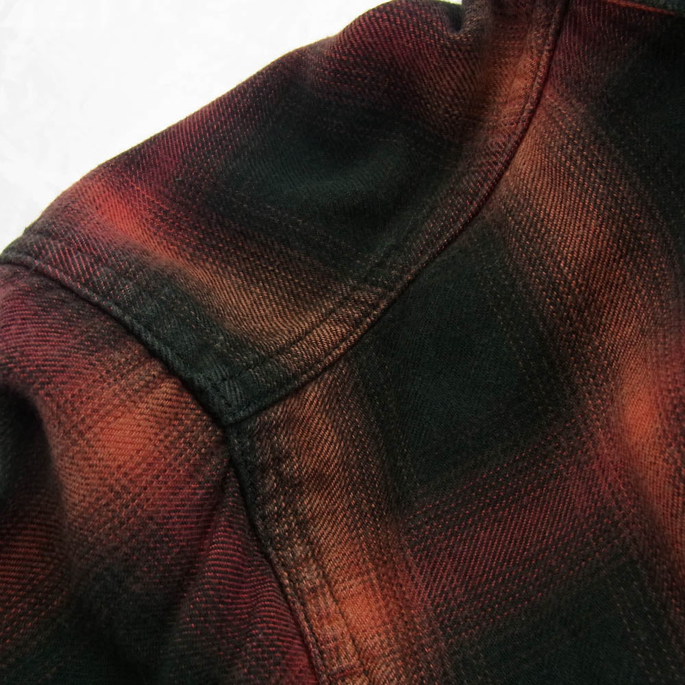 SAINT LAURENT サンローラン 15AW 398063 Y952 エディ期 国内正規品 オンブレ チェック ウエスタン シャツ 長袖 スナップボタン ブラック系 レッド系 XS【中古】