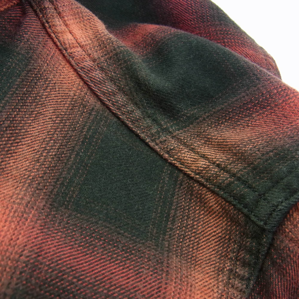 SAINT LAURENT サンローラン 15AW 398063 Y952 エディ期 国内正規品 オンブレ チェック ウエスタン シャツ 長袖 スナップボタン ブラック系 レッド系 XS【中古】