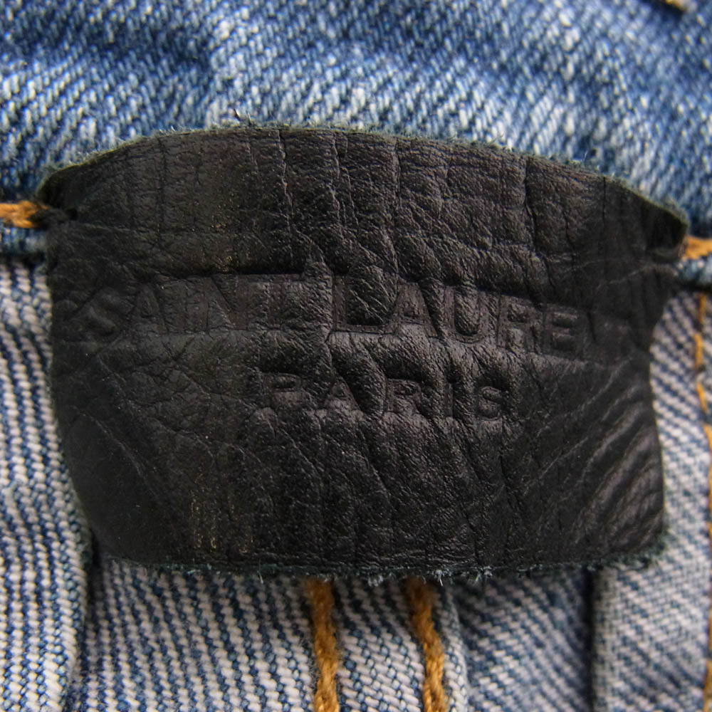 SAINT LAURENT サンローラン 17SS 456694 Y806K 国内正規品 スタッズ レザーパッチ ダメージ加工 デニム パンツ インディゴブルー系 M【中古】