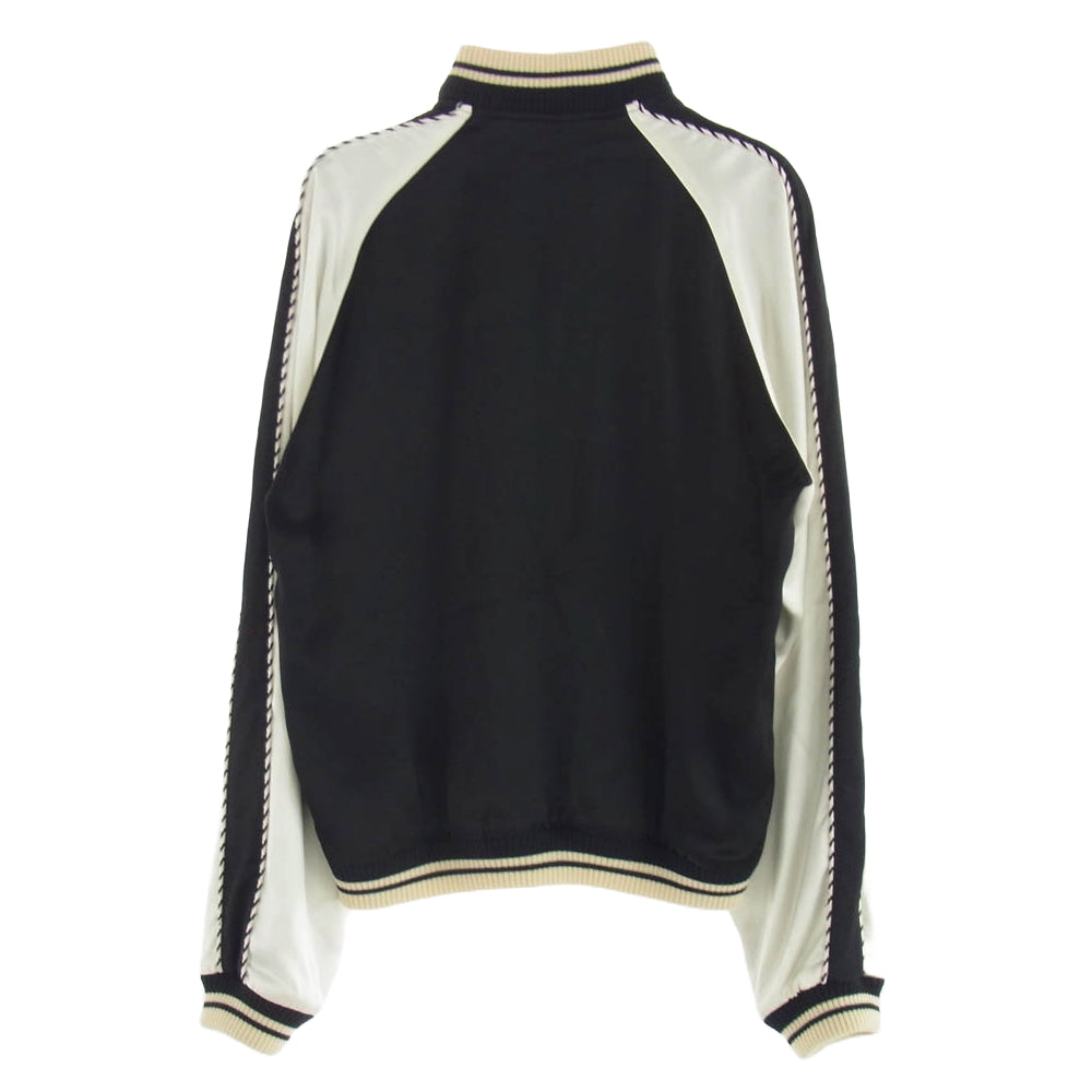 SAINT LAURENT サンローラン 14SS 345802 YM61U エディ期 14SS 国内正規品 345802 YM61U レーヨン サテン テディ ジャケット スーベニア ブルゾン スカジャン ブラック系 オフホワイト系 46【中古】