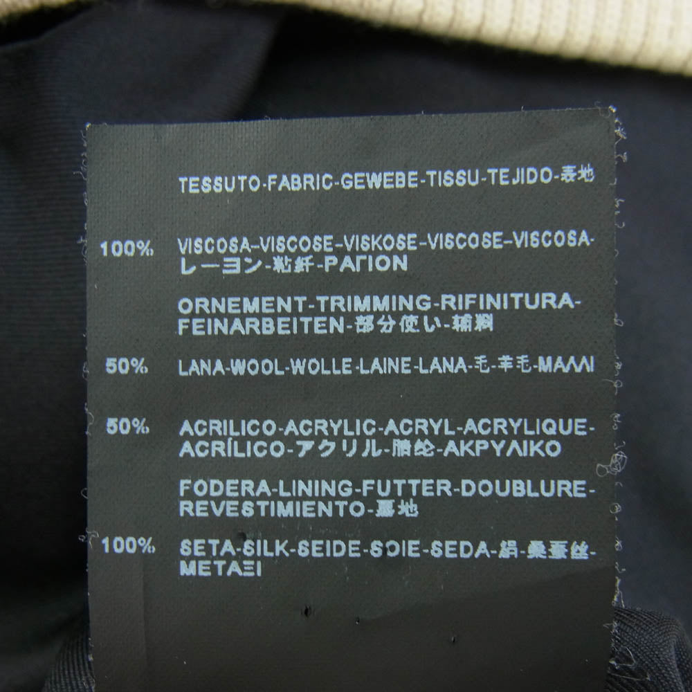 SAINT LAURENT サンローラン 14SS 345802 YM61U エディ期 14SS 国内正規品 345802 YM61U レーヨン サテン テディ ジャケット スーベニア ブルゾン スカジャン ブラック系 オフホワイト系 46【中古】