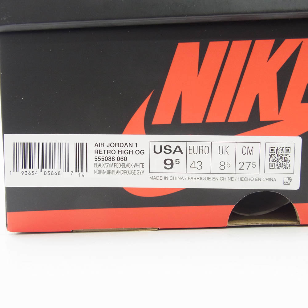 NIKE AIR JORDAN ナイキ ジョーダン 555088-060 Air Jordan 1 Retro High OG エアジョーダン 1 レトロ ハイカット スニーカー ブラック系 27.5cm【新古品】【未使用】【中古】