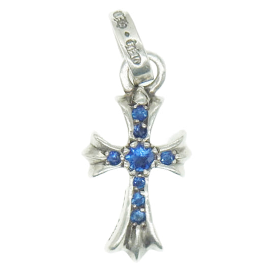 CHROME HEARTS クロムハーツ（原本無） CRS BBYFAT P SAP ベイビーファット クロス チャーム パヴェサファイア ペンダントトップ シルバー系 ブルー系【中古】
