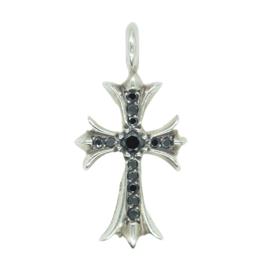 CHROME HEARTS クロムハーツ（原本無） TNY CRSF P DMND タイニーファット クロス パヴェブラックダイヤ ペンダントトップ ブラック系 シルバー系【中古】