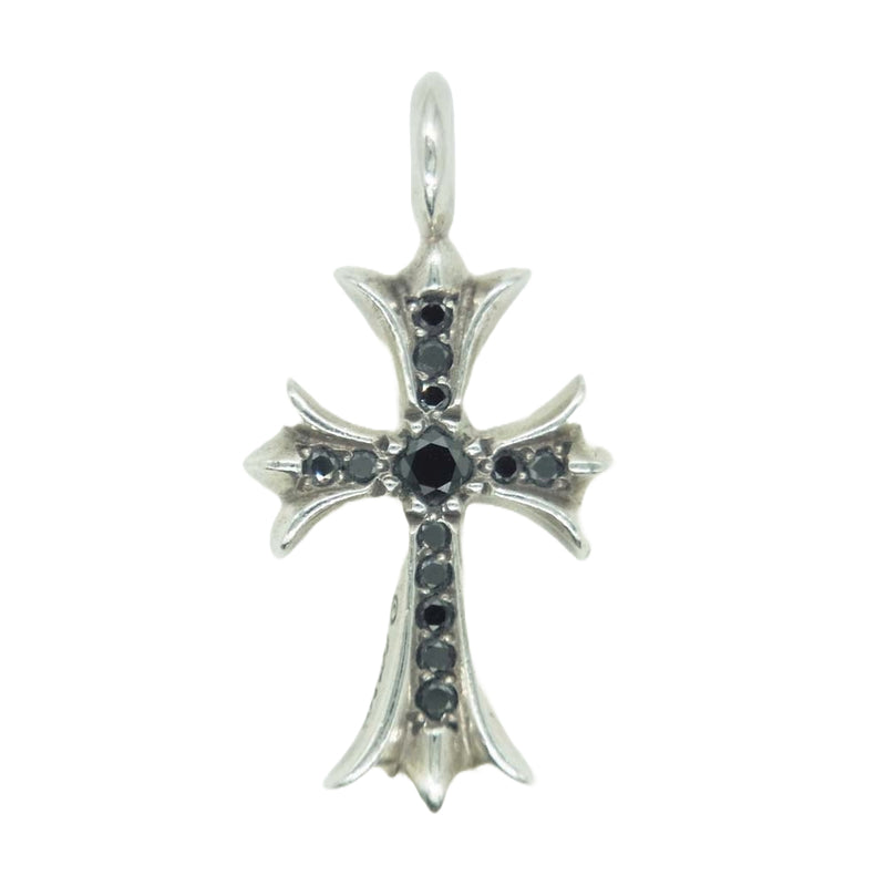 CHROME HEARTS クロムハーツ（原本無） TNY CRSF P DMND タイニーファット クロス パヴェブラックダイヤ ペンダントトップ ブラック系 シルバー系【中古】
