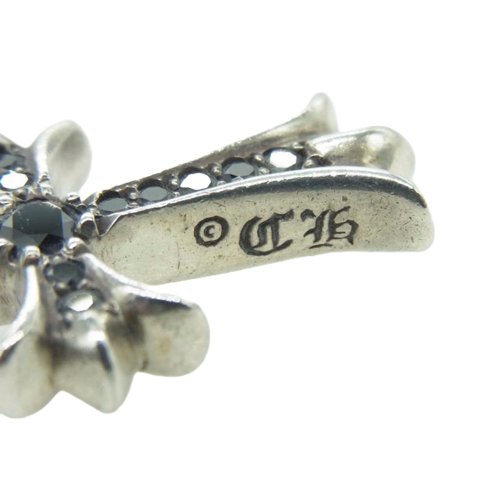 CHROME HEARTS クロムハーツ（原本無） TNY CRSF P DMND タイニーファット クロス パヴェブラックダイヤ ペンダントトップ ブラック系 シルバー系【中古】