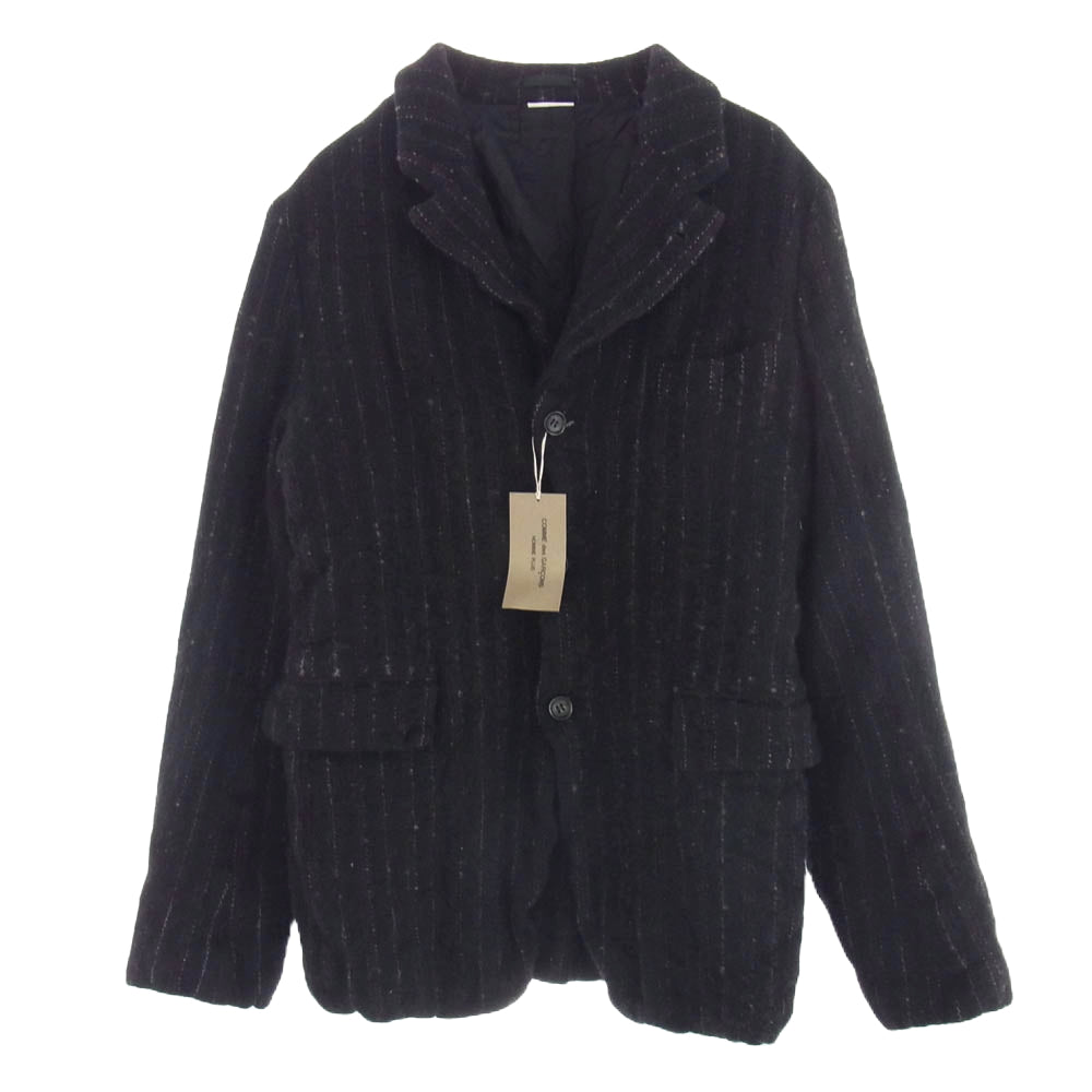 COMME des GARCONS HOMME PLUS コムデギャルソンオムプリュス AD2024 PN-J027 ウール 縮絨 ストライプ テーラード ジャケット レッド ブラック ホワイト ブラック系 M【新古品】【未使用】【中古】