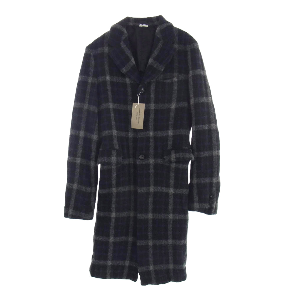 COMME des GARCONS HOMME PLUS コムデギャルソンオムプリュス AD2024 PN-J029 ウール 縮絨 チェック コート ジャケット ネイビー ブラック ホワイト ブラック系【新古品】【未使用】【中古】