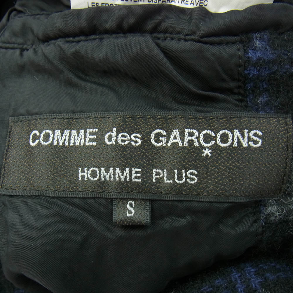 COMME des GARCONS HOMME PLUS コムデギャルソンオムプリュス AD2024 PN-J029 ウール 縮絨 チェック コート ジャケット ネイビー ブラック ホワイト ブラック系【新古品】【未使用】【中古】