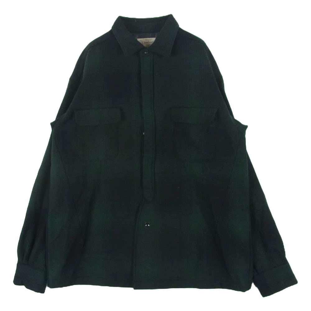 NUMBER(N)INE ナンバーナイン TOWN CRAFT タウンクラフト ウール オンブレチェック シャツ 長袖 グリーン系 L 42 - 44【中古】