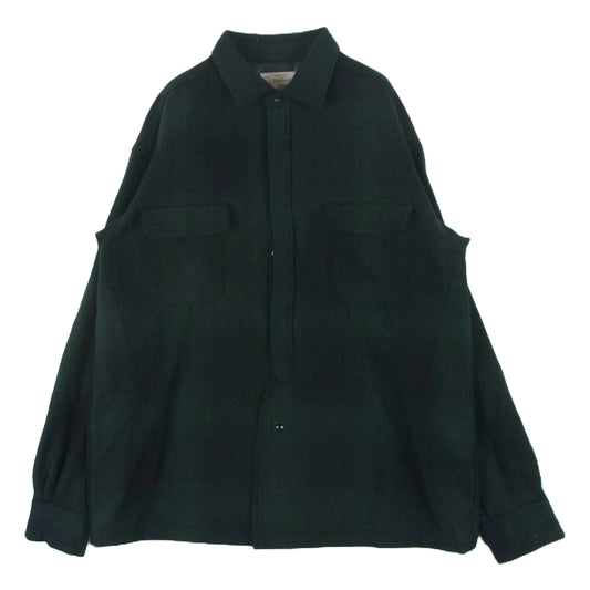 NUMBER(N)INE ナンバーナイン TOWN CRAFT タウンクラフト ウール オンブレチェック シャツ 長袖 グリーン系 L 42 - 44【中古】
