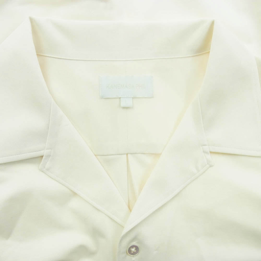 カネマサフィル KM24S004SI 46G Atmosphere Silk Blend Open Collar Shirt シルク混 オープンカラー シャツ 長袖 ホワイト系 L【中古】