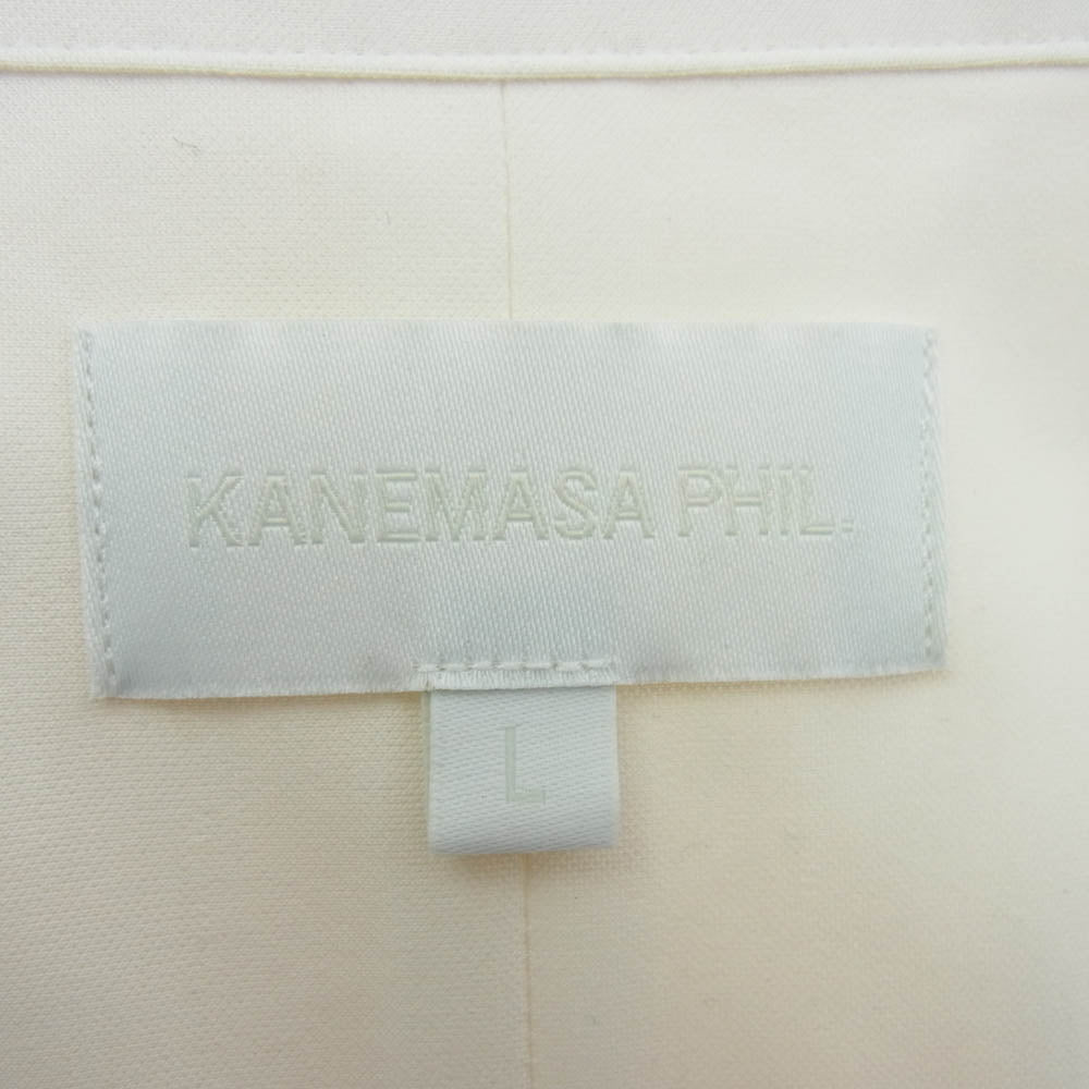 カネマサフィル KM24S004SI 46G Atmosphere Silk Blend Open Collar Shirt シルク混 オープンカラー シャツ 長袖 ホワイト系 L【中古】