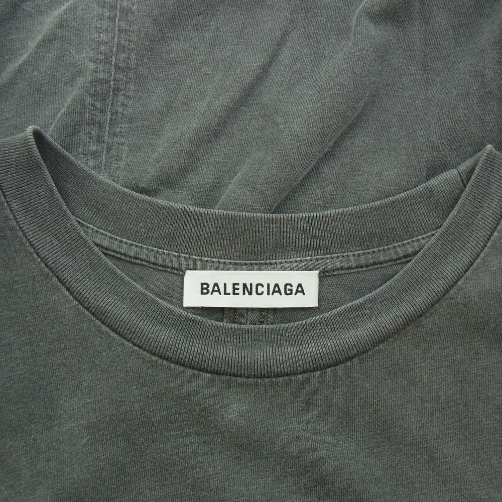 BALENCIAGA バレンシアガ 19SS 556115 TYK28 コピーライト スモールロゴ オーバーサイズ Tシャツ 半袖カットソー グレー系 S【中古】