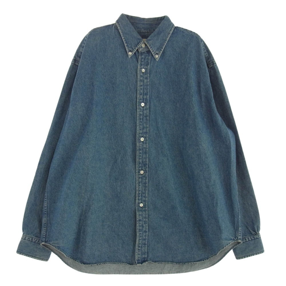 A.PRESSE アプレッセ 22AW 22AAP-02-08H BD Denim Shirt ボタンダウン デニム シャツ 長袖 インディゴブルー系 2【中古】