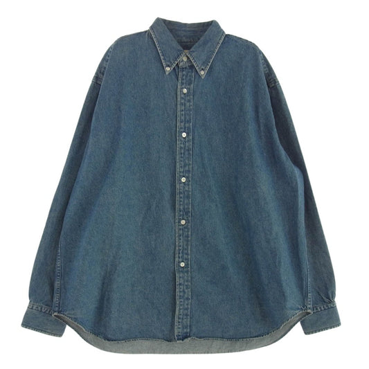 A.PRESSE アプレッセ 22AW 22AAP-02-08H BD Denim Shirt ボタンダウン デニム シャツ 長袖 インディゴブルー系 2【中古】