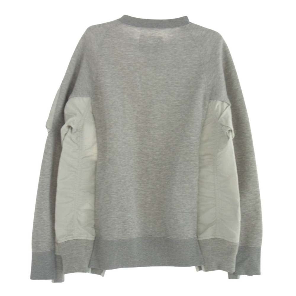 Sacai サカイ 24SS SCM-058 Sweat Nylon Twill Pullover スポンジ スウェット ブルゾン ドッキング トレーナー グレー系 3【中古】