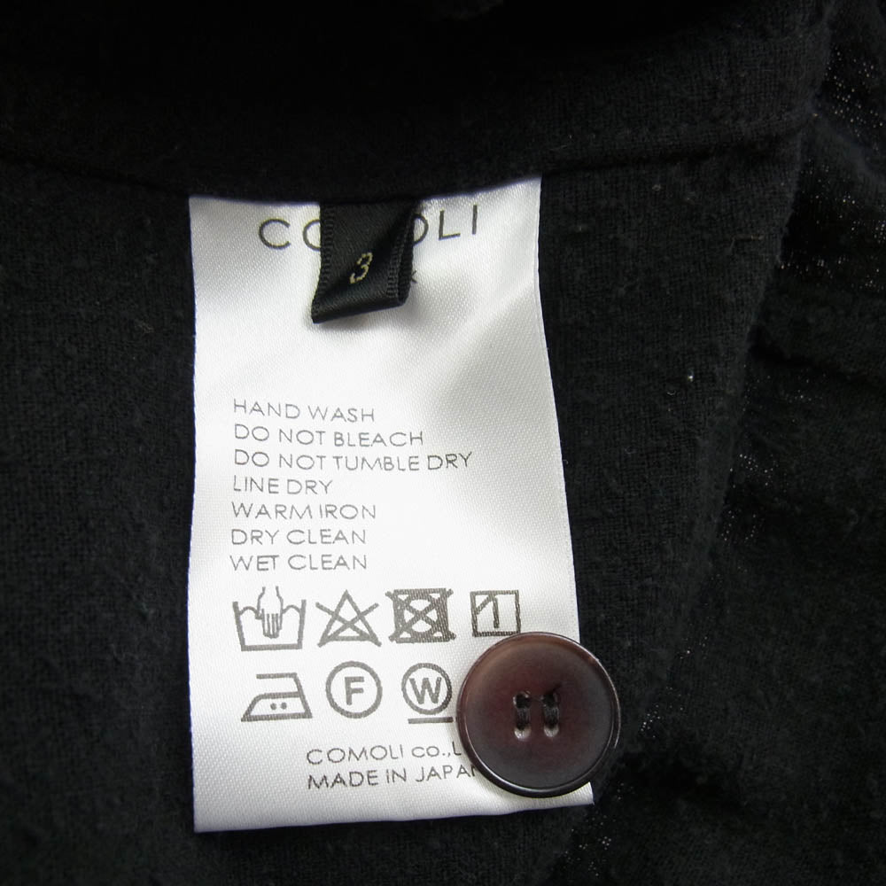 COMOLI コモリ 24SS Z01-01027 シルクノイル シャツジャケット ブラック系 3【中古】