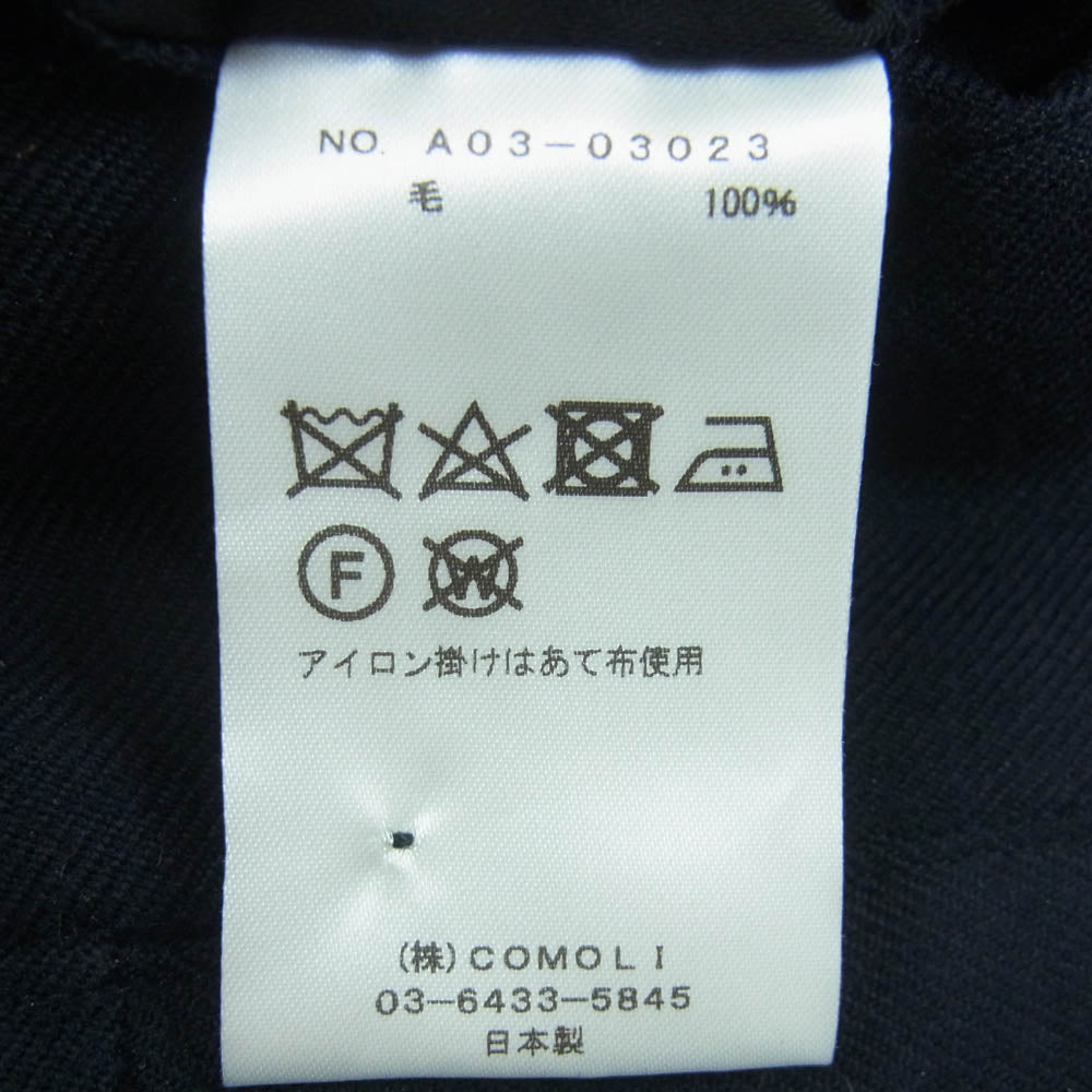 COMOLI コモリ 24AW A03-03023 ウール サージ パンツ 日本製 ダークネイビー系 3【中古】
