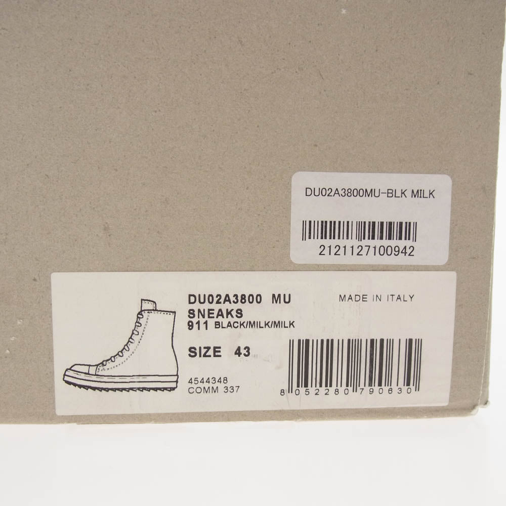 Rick Owens リックオウエンス DU02A3800 MU DRKSHDW ダークシャドウ Gethsemane Padded High ナイロン ハイカット スニーカー ブラック系 43【中古】