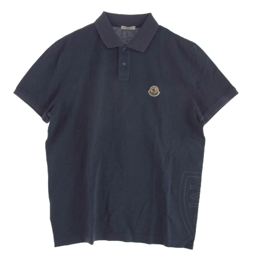 MONCLER モンクレール 21SS G10918A72110 84673 maglia polo manica corta フロントロゴ ワッペン バック ビッグロゴ 半袖 ポロ シャツ M ブルー系 M【美品】【中古】