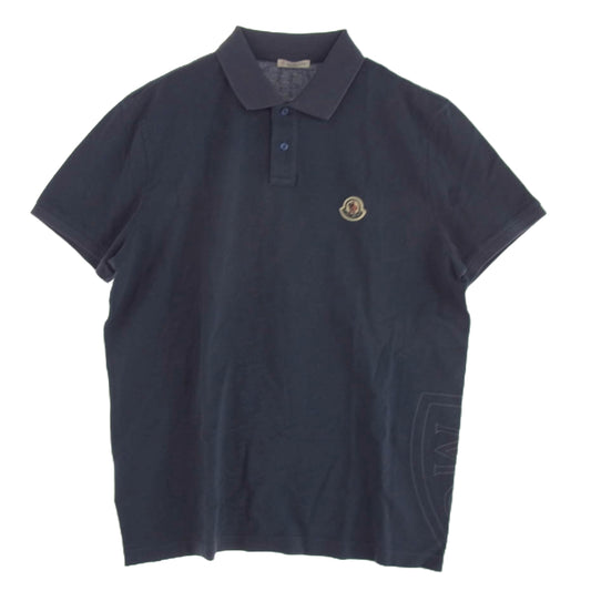 MONCLER モンクレール 21SS G10918A72110 84673 maglia polo manica corta フロントロゴ ワッペン バック ビッグロゴ 半袖 ポロ シャツ M ブルー系 M【美品】【中古】
