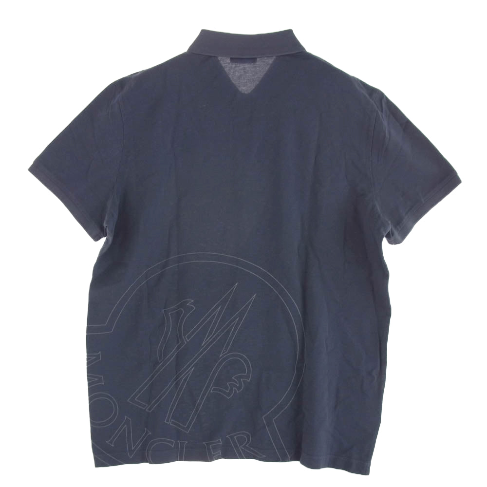 MONCLER モンクレール 21SS G10918A72110 84673 maglia polo manica corta フロントロゴ ワッペン バック ビッグロゴ 半袖 ポロ シャツ M ブルー系 M【美品】【中古】