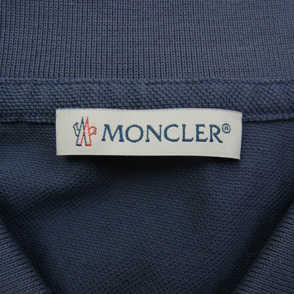 MONCLER モンクレール 21SS G10918A72110 84673 maglia polo manica corta フロントロゴ ワッペン バック ビッグロゴ 半袖 ポロ シャツ M ブルー系 M【美品】【中古】