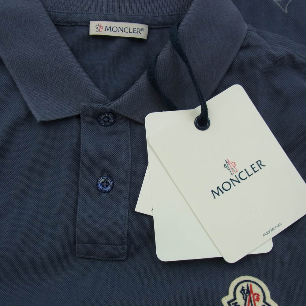 MONCLER モンクレール 21SS G10918A72110 84673 maglia polo manica corta フロントロゴ ワッペン バック ビッグロゴ 半袖 ポロ シャツ M ブルー系 M【美品】【中古】