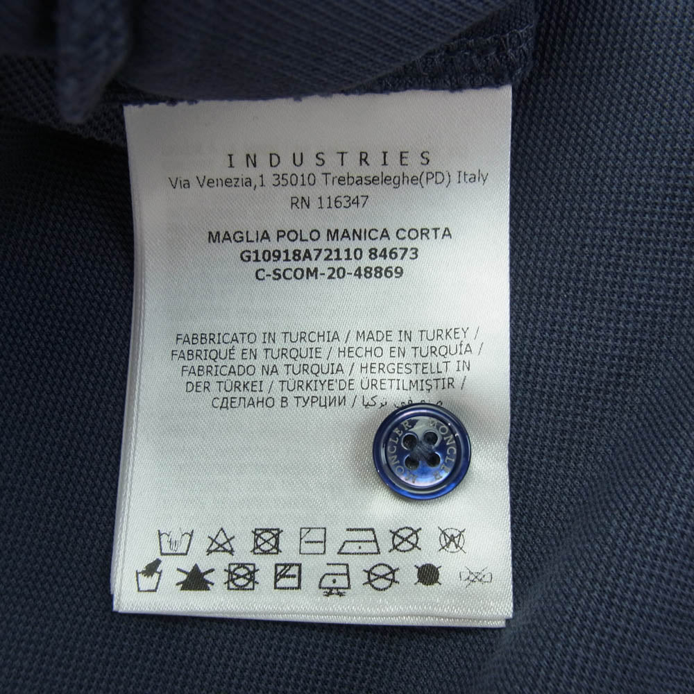 MONCLER モンクレール 21SS G10918A72110 84673 maglia polo manica corta フロントロゴ ワッペン バック ビッグロゴ 半袖 ポロ シャツ M ブルー系 M【美品】【中古】
