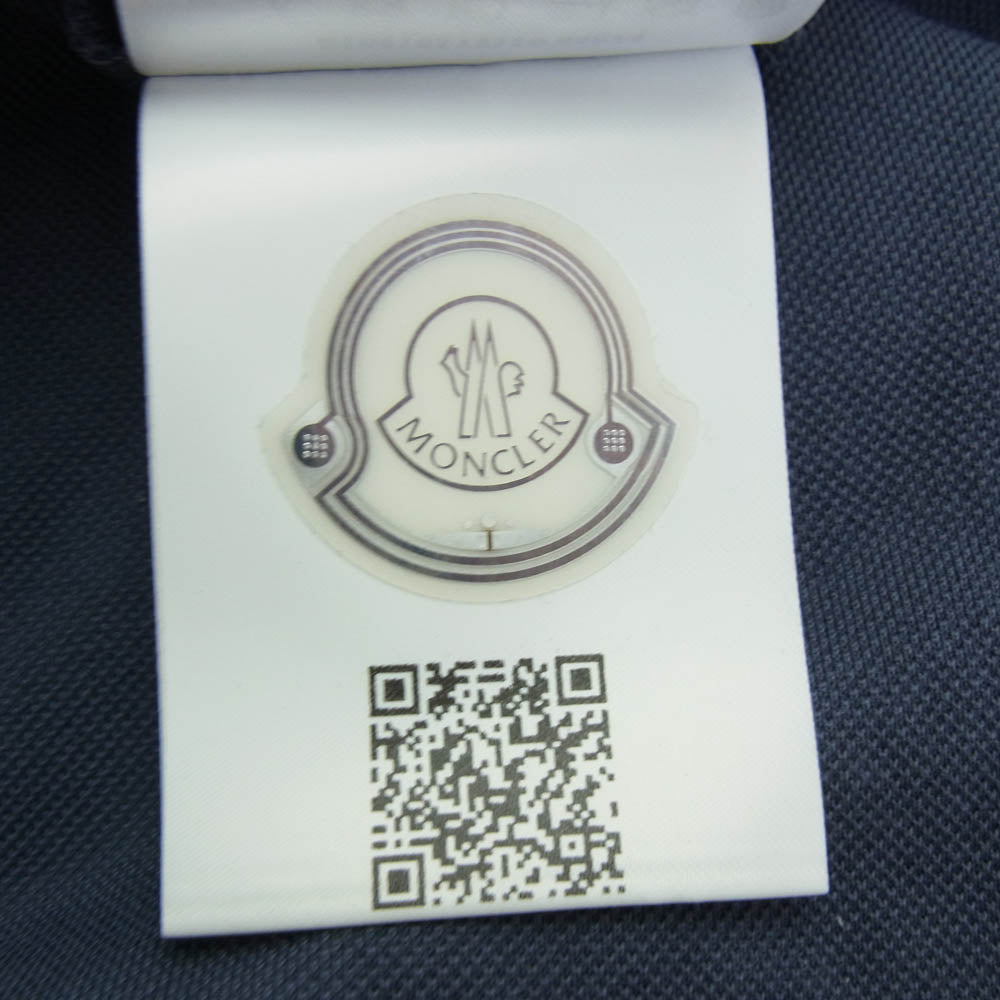 MONCLER モンクレール 21SS G10918A72110 84673 maglia polo manica corta フロントロゴ ワッペン バック ビッグロゴ 半袖 ポロ シャツ M ブルー系 M【美品】【中古】
